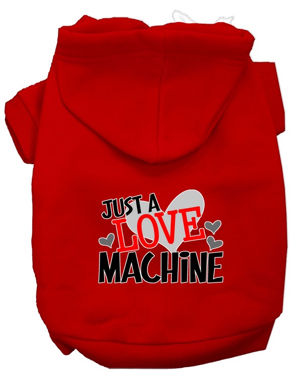 Love Machine Screen Print Dog Hoodie Red XL